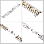 Correia de Relógio Masculina com Fivela Borboleta Oculta de 22mm e 7 Contas em Aço Inoxidável Para Apple Watch 38mm, 22mm Masculina