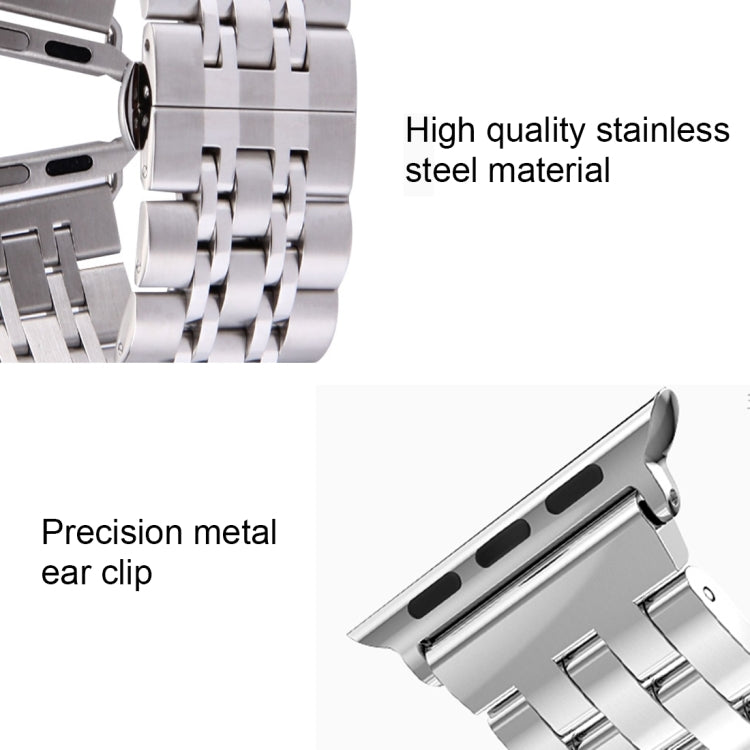 Correia de Relógio Masculina com Fivela Borboleta Oculta de 22mm e 7 Contas em Aço Inoxidável Para Apple Watch 38mm, 22mm Masculina