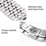 Correia de Relógio Masculina com Fivela Borboleta Oculta de 22mm e 7 Contas em Aço Inoxidável Para Apple Watch 38mm, 22mm Masculina