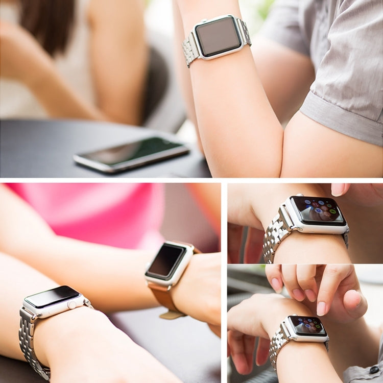 Correia de Relógio Masculina com Fivela Borboleta Oculta de 22mm e 7 Contas em Aço Inoxidável Para Apple Watch 38mm, 22mm Masculina