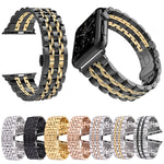 Pulseira de Relógio em Aço Inoxidável com Fecho Borboleta Oculto e 7 Contas para Homem 22mm Para Apple Watch 42mm, 22mm Homem