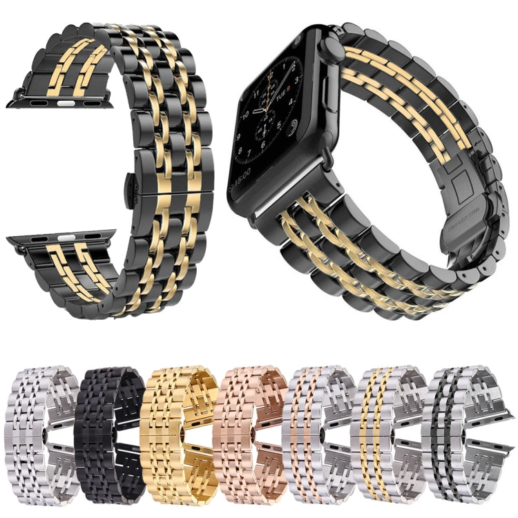 Pulseira de Relógio em Aço Inoxidável com Fecho Borboleta Oculto e 7 Contas para Homem 22mm Para Apple Watch 42mm, 22mm Homem
