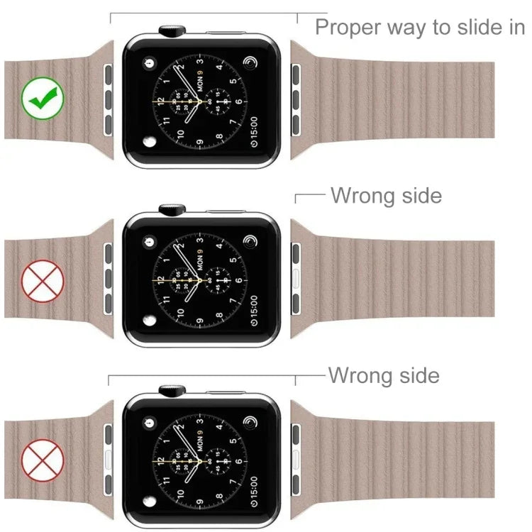 Correia de Relógio em Pele PU com Fecho Magnético de Loop para Apple Watch 38mm