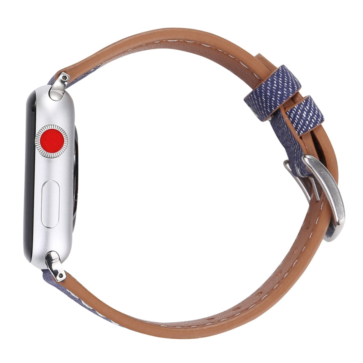 Para Apple Watch Série 10 42mm / 9&8&7 41mm / SE 3&SE 2&6&SE&5&4 40mm / 3&2&1 38mm Pulseira de Relógio em Pele Genuína com Padrão Cowboy Simples e Fashion, 38mm