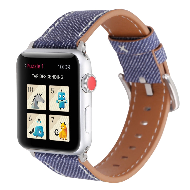 Para Apple Watch Série 10 42mm / 9&8&7 41mm / SE 3&SE 2&6&SE&5&4 40mm / 3&2&1 38mm Pulseira de Relógio em Pele Genuína com Padrão Cowboy Simples e Fashion, 38mm