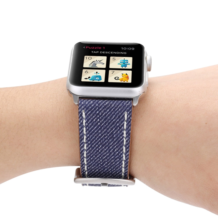 Para Apple Watch Série 10 42mm / 9&8&7 41mm / SE 3&SE 2&6&SE&5&4 40mm / 3&2&1 38mm Pulseira de Relógio em Pele Genuína com Padrão Cowboy Simples e Fashion, 38mm