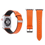 Para Apple Watch Ultra 49mm & Watch Ultra 2 49mm / Série 10 46mm / 9&8&7 45mm / SE 3&SE 2&6&SE&5&4 44mm / 3&2&1 42mm Correia de Relógio em Pele Genuína com Padrão de Furos, 42mm