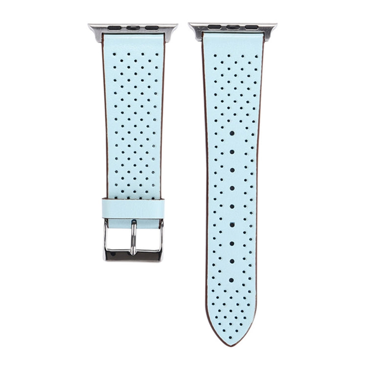 Para Apple Watch Ultra 49mm & Watch Ultra 2 49mm / Série 10 46mm / 9&8&7 45mm / SE 3&SE 2&6&SE&5&4 44mm / 3&2&1 42mm Correia de Relógio em Pele Genuína com Padrão de Furos, 42mm