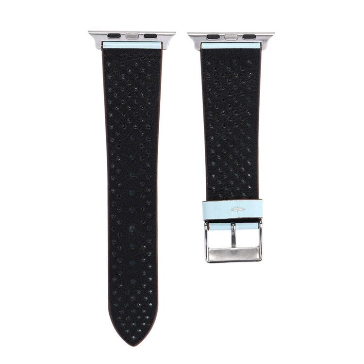 Para Apple Watch Ultra 49mm & Watch Ultra 2 49mm / Série 10 46mm / 9&8&7 45mm / SE 3&SE 2&6&SE&5&4 44mm / 3&2&1 42mm Correia de Relógio em Pele Genuína com Padrão de Furos, 42mm