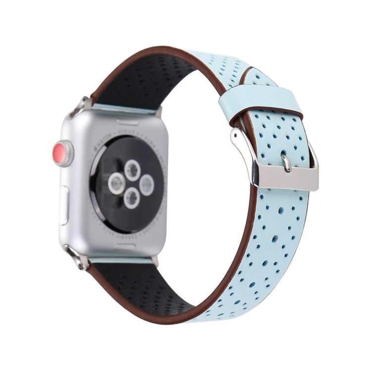 Para Apple Watch Ultra 49mm & Watch Ultra 2 49mm / Série 10 46mm / 9&8&7 45mm / SE 3&SE 2&6&SE&5&4 44mm / 3&2&1 42mm Correia de Relógio em Pele Genuína com Padrão de Furos, 42mm