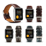 Correia de Relógio em Pele Retro com Cera de Óleo Denior para Apple Watch Series 7 45mm / 6 & SE & 5 & 4 44mm / 3 & 2 & 1 42mm