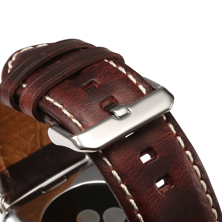 Correia de Relógio em Couro Retro com Cera de Óleo Denior para Apple Watch Series 10 42mm / 9&8&7 41mm / SE 3&SE 2&6&SE&5&4 40mm / 3&2&1 38mm