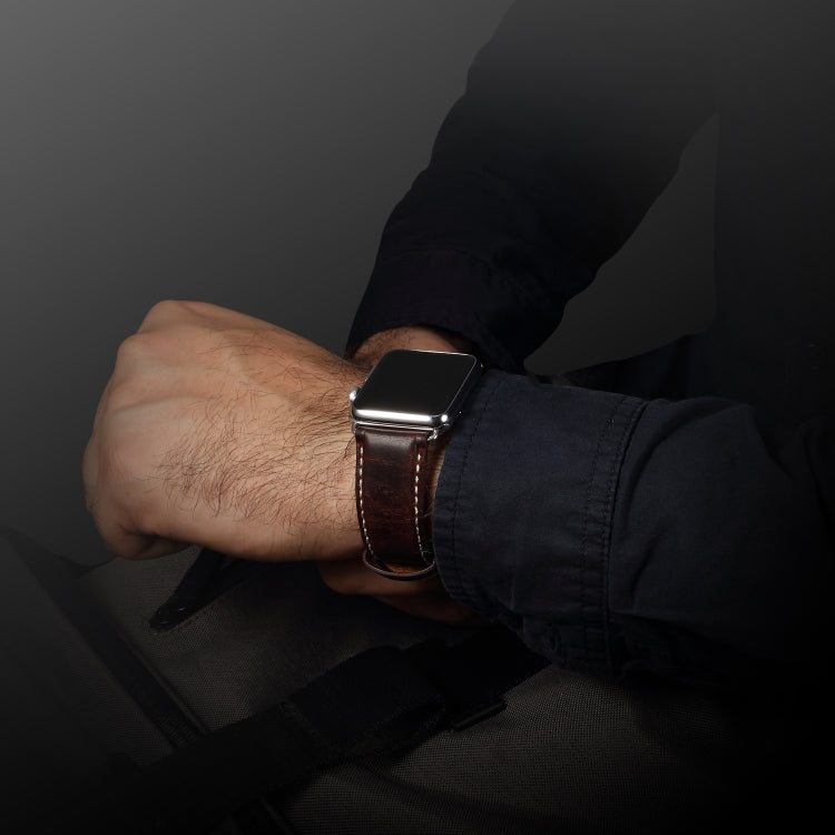 Correia de Relógio em Couro Retro com Cera de Óleo Denior para Apple Watch Series 10 42mm / 9&8&7 41mm / SE 3&SE 2&6&SE&5&4 40mm / 3&2&1 38mm