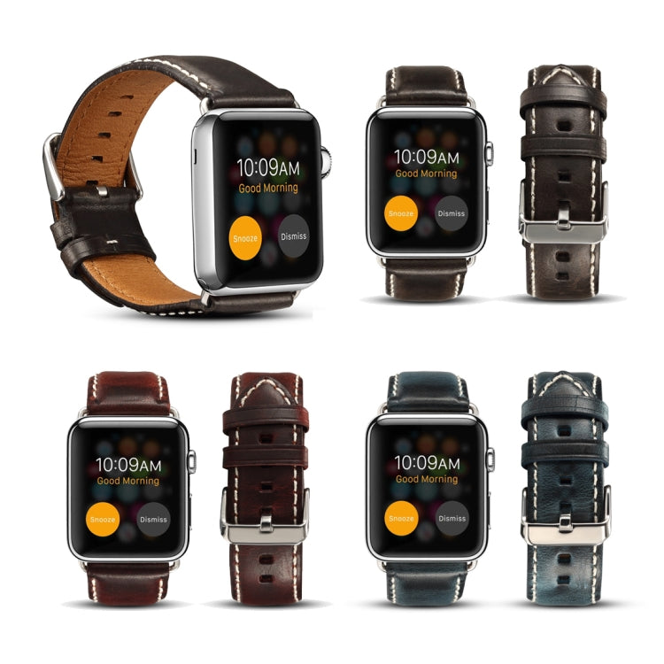 Correia de Relógio em Couro Retro com Cera de Óleo Denior para Apple Watch Series 10 42mm / 9&8&7 41mm / SE 3&SE 2&6&SE&5&4 40mm / 3&2&1 38mm