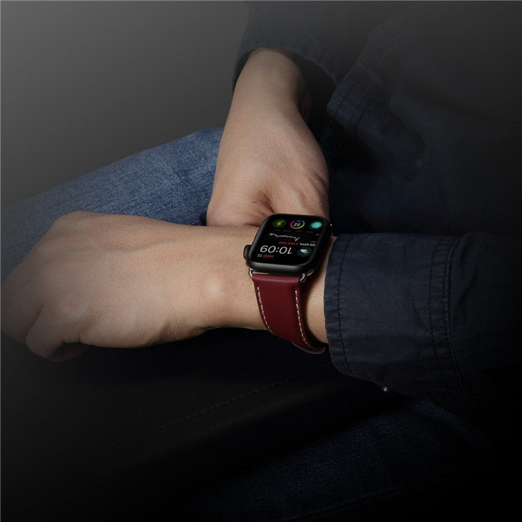 Correia de Relógio em Pele de Carro de Luxo Ambiental Denior para Apple Watch Ultra 49mm&Watch Ultra 2 49mm / Series 10 46mm / 9&8&7 45mm / SE 3&SE 2&6&SE&5&4 44mm / 3&2&1 42mm