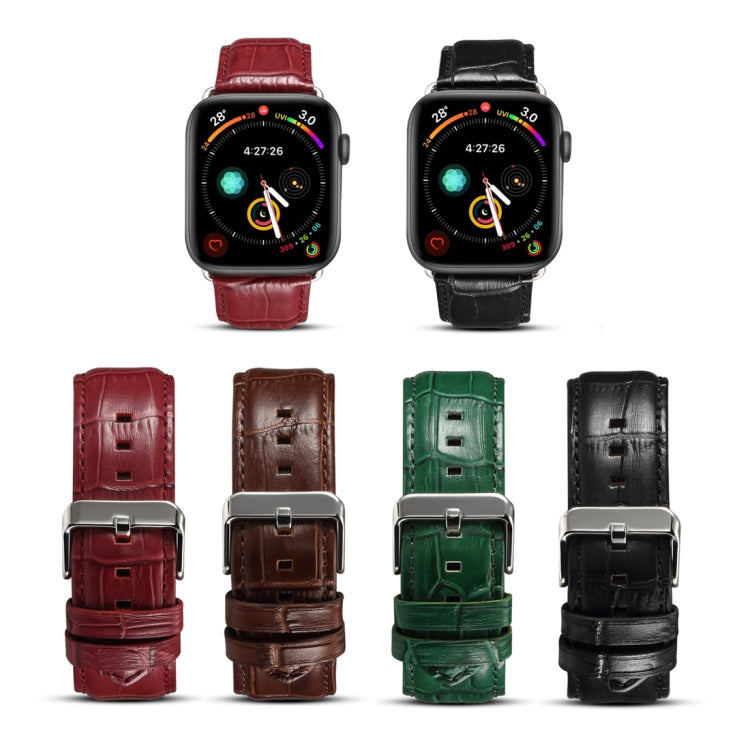 Pulseira de Relógio em Pele de Vaca com Grão de Crocodilo Denior para Apple Watch Ultra 49mm&Watch Ultra 2 49mm / Série 10 46mm / 9&8&7 45mm / SE 3&SE 2&6&SE&5&4 44mm / 3&2&1 42mm