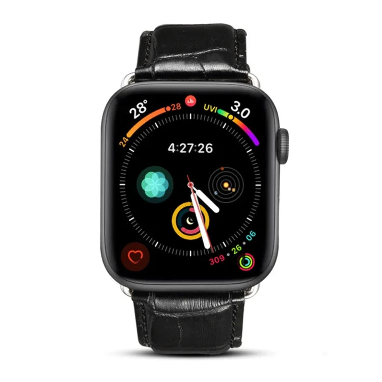 Correia de Relógio em Pele de Vaca com Textura de Crocodilo Denior para Apple Watch Série 10 42mm / 9&8&7 41mm / SE 3&SE 2&6&SE&5&4 40mm / 3&2&1 38mm