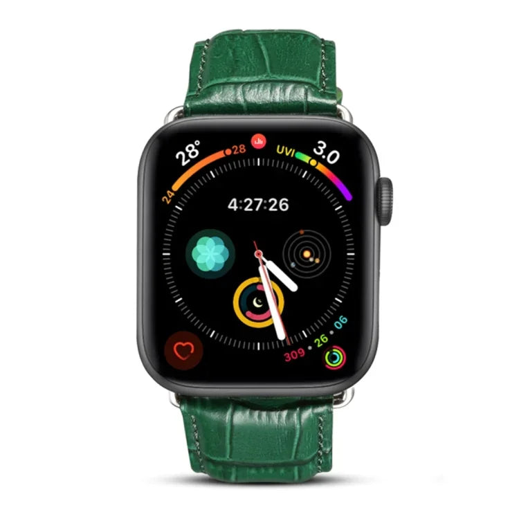Correia de Relógio em Pele de Vaca com Textura de Crocodilo Denior para Apple Watch Série 10 42mm / 9&8&7 41mm / SE 3&SE 2&6&SE&5&4 40mm / 3&2&1 38mm