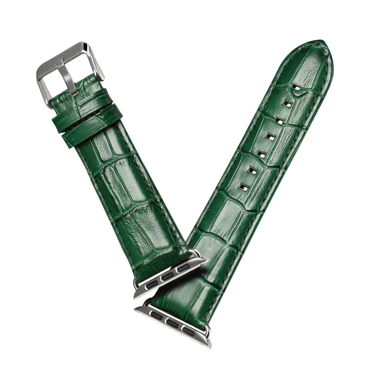 Correia de Relógio em Pele de Vaca com Textura de Crocodilo Denior para Apple Watch Série 10 42mm / 9&8&7 41mm / SE 3&SE 2&6&SE&5&4 40mm / 3&2&1 38mm