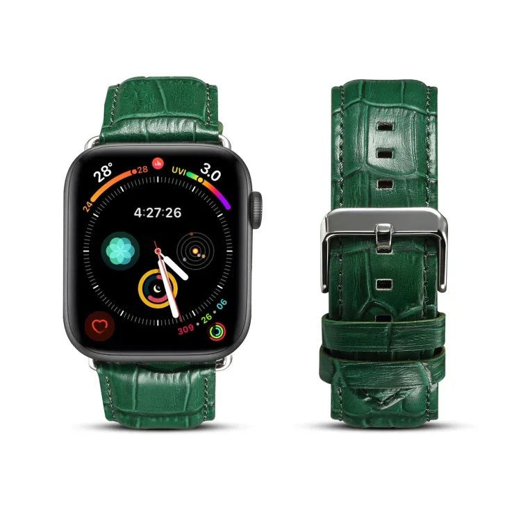 Correia de Relógio em Pele de Vaca com Textura de Crocodilo Denior para Apple Watch Série 10 42mm / 9&8&7 41mm / SE 3&SE 2&6&SE&5&4 40mm / 3&2&1 38mm
