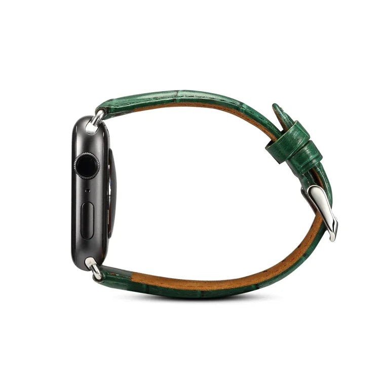 Correia de Relógio em Pele de Vaca com Textura de Crocodilo Denior para Apple Watch Série 10 42mm / 9&8&7 41mm / SE 3&SE 2&6&SE&5&4 40mm / 3&2&1 38mm