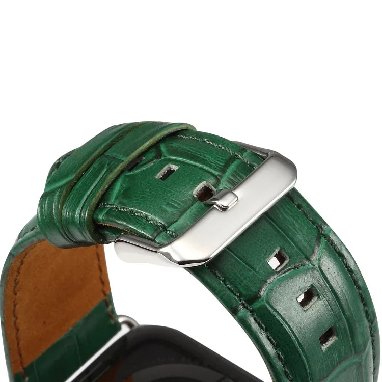 Correia de Relógio em Pele de Vaca com Textura de Crocodilo Denior para Apple Watch Série 10 42mm / 9&8&7 41mm / SE 3&SE 2&6&SE&5&4 40mm / 3&2&1 38mm