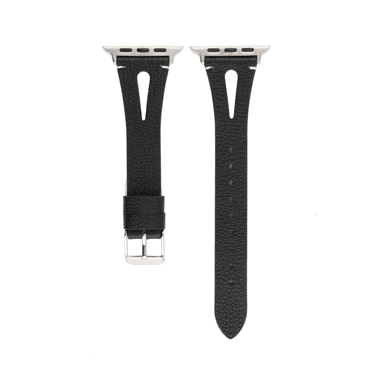 Pulseira de Relógio em Pele Simples em Forma de V para Apple Watch Ultra 49mm & Watch Ultra 2 49mm / Série 10 46mm / 9&8&7 45mm / SE 3&SE 2&6&SE&5&4 44mm / 3&2&1 42mm