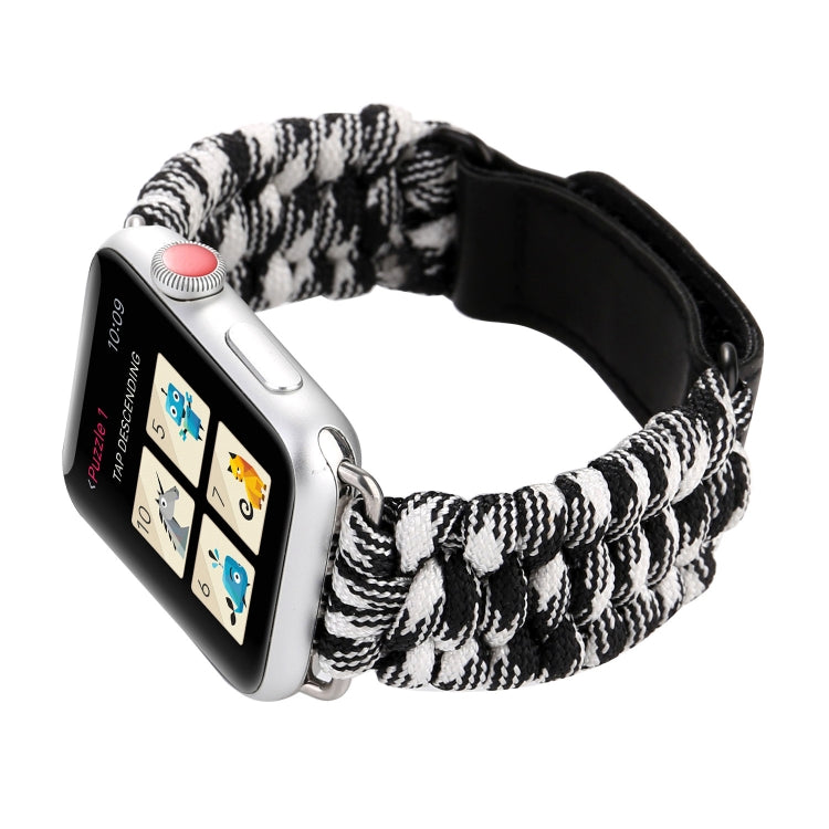 Magic Paste Correia de Relógio de Pulso em Nylon com Corda de Guarda-chuva em Pele Genuína e Fivela em Aço Inoxidável para Apple Watch Series 10 42mm / 9&8&7 41mm / SE 3&SE 2&6&SE&5&4 40mm / 3&2&1 38mm, 7 41mm / 6&SE&5&4 40mm / 3&2&1 38mm