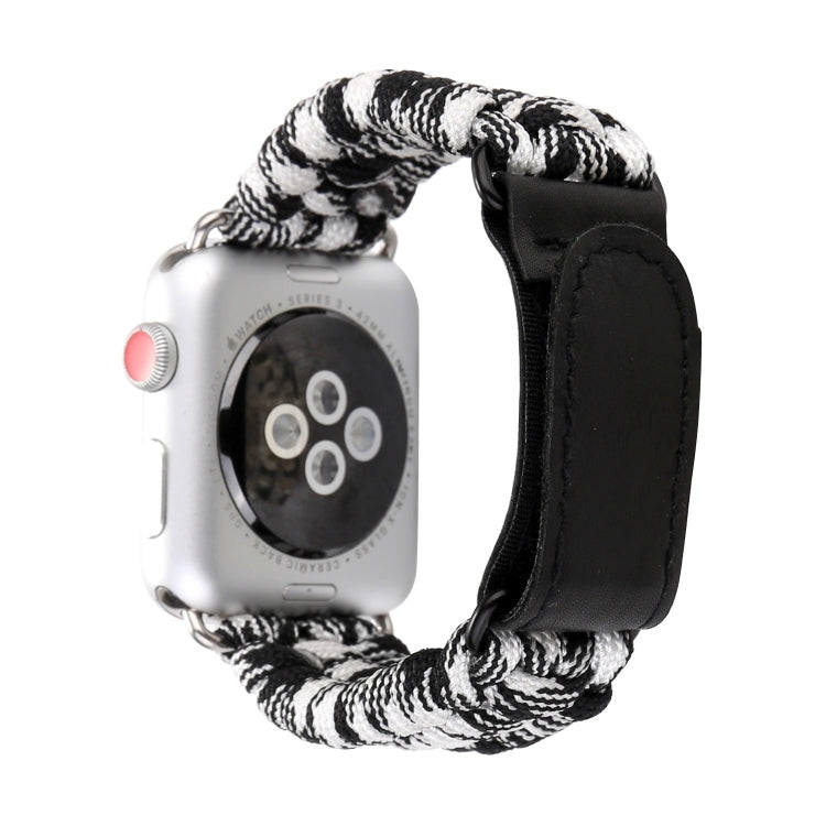 Magic Paste Correia de Relógio de Pulso em Nylon com Corda de Guarda-chuva em Pele Genuína e Fivela em Aço Inoxidável para Apple Watch Series 10 42mm / 9&8&7 41mm / SE 3&SE 2&6&SE&5&4 40mm / 3&2&1 38mm, 7 41mm / 6&SE&5&4 40mm / 3&2&1 38mm
