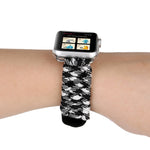 Magic Paste Correia de Relógio de Pulso em Nylon com Corda de Guarda-chuva em Pele Genuína e Fivela em Aço Inoxidável para Apple Watch Series 10 42mm / 9&8&7 41mm / SE 3&SE 2&6&SE&5&4 40mm / 3&2&1 38mm, 7 41mm / 6&SE&5&4 40mm / 3&2&1 38mm