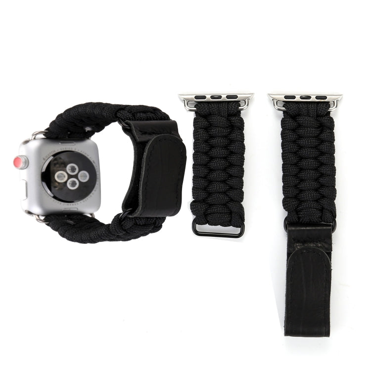 Magic Paste Correia de Relógio de Pulso em Nylon com Corda de Guarda-chuva em Pele Genuína e Fivela em Aço Inoxidável para Apple Watch Series 10 42mm / 9&8&7 41mm / SE 3&SE 2&6&SE&5&4 40mm / 3&2&1 38mm, 7 41mm / 6&SE&5&4 40mm / 3&2&1 38mm