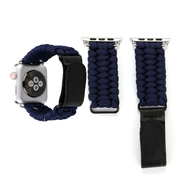 Magic Paste Correia de Relógio de Pulso em Nylon com Corda de Guarda-chuva em Pele Genuína e Fivela em Aço Inoxidável para Apple Watch Series 10 42mm / 9&8&7 41mm / SE 3&SE 2&6&SE&5&4 40mm / 3&2&1 38mm, 7 41mm / 6&SE&5&4 40mm / 3&2&1 38mm