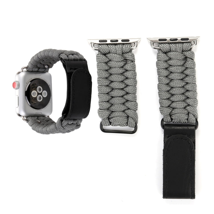 Magic Paste Correia de Relógio de Pulso em Nylon com Corda de Guarda-chuva em Pele Genuína e Fivela em Aço Inoxidável para Apple Watch Series 10 42mm / 9&8&7 41mm / SE 3&SE 2&6&SE&5&4 40mm / 3&2&1 38mm, 7 41mm / 6&SE&5&4 40mm / 3&2&1 38mm