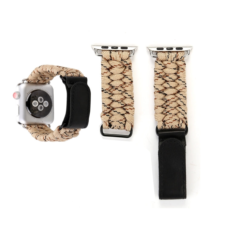 Magic Paste Correia de Relógio de Pulso em Nylon com Corda de Guarda-chuva em Pele Genuína e Fivela em Aço Inoxidável para Apple Watch Series 10 42mm / 9&8&7 41mm / SE 3&SE 2&6&SE&5&4 40mm / 3&2&1 38mm, 7 41mm / 6&SE&5&4 40mm / 3&2&1 38mm