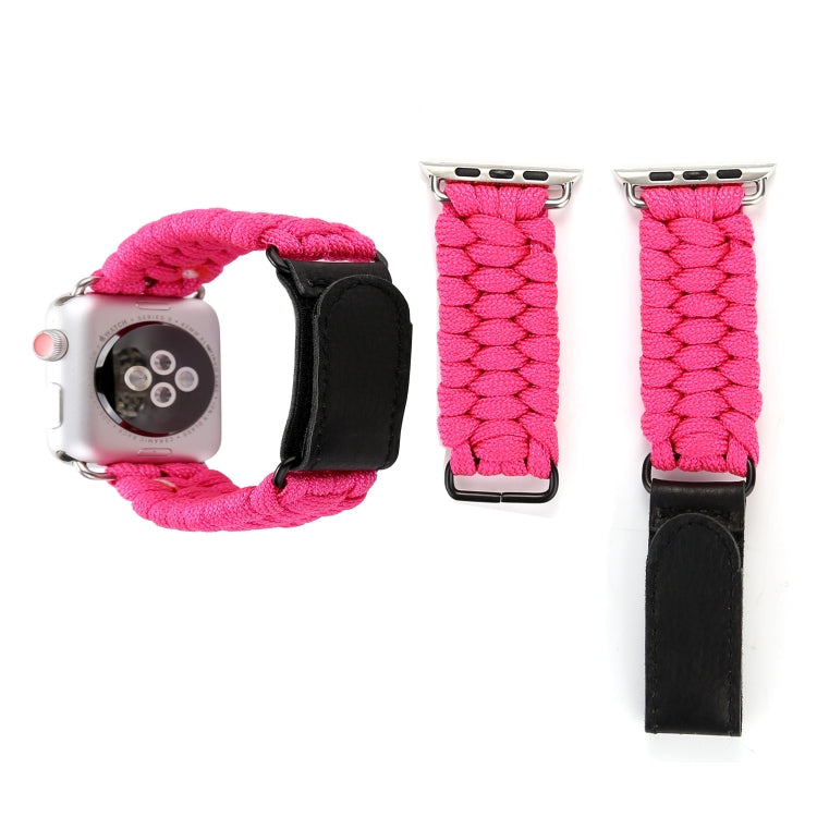 Magic Paste Correia de Relógio de Pulso em Nylon com Corda de Guarda-chuva em Pele Genuína e Fivela em Aço Inoxidável para Apple Watch Series 10 42mm / 9&8&7 41mm / SE 3&SE 2&6&SE&5&4 40mm / 3&2&1 38mm, 7 41mm / 6&SE&5&4 40mm / 3&2&1 38mm