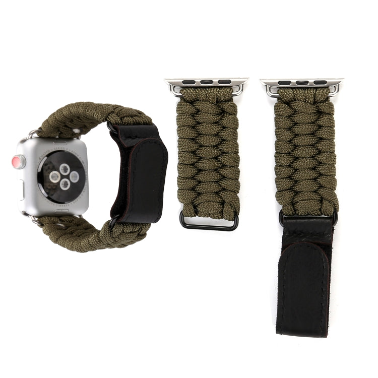 Magic Paste Correia de Relógio de Pulso em Nylon com Corda de Guarda-chuva em Pele Genuína e Fivela em Aço Inoxidável para Apple Watch Series 10 42mm / 9&8&7 41mm / SE 3&SE 2&6&SE&5&4 40mm / 3&2&1 38mm, 7 41mm / 6&SE&5&4 40mm / 3&2&1 38mm