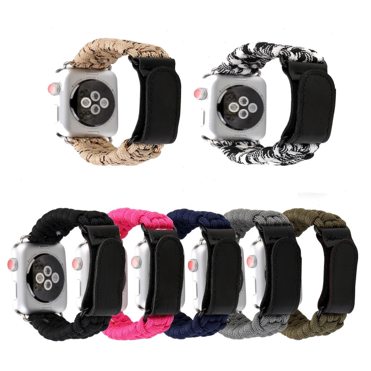 Magic Paste Correia de Relógio de Pulso em Nylon com Corda de Guarda-chuva em Pele Genuína e Fivela em Aço Inoxidável para Apple Watch Series 10 42mm / 9&8&7 41mm / SE 3&SE 2&6&SE&5&4 40mm / 3&2&1 38mm, 7 41mm / 6&SE&5&4 40mm / 3&2&1 38mm