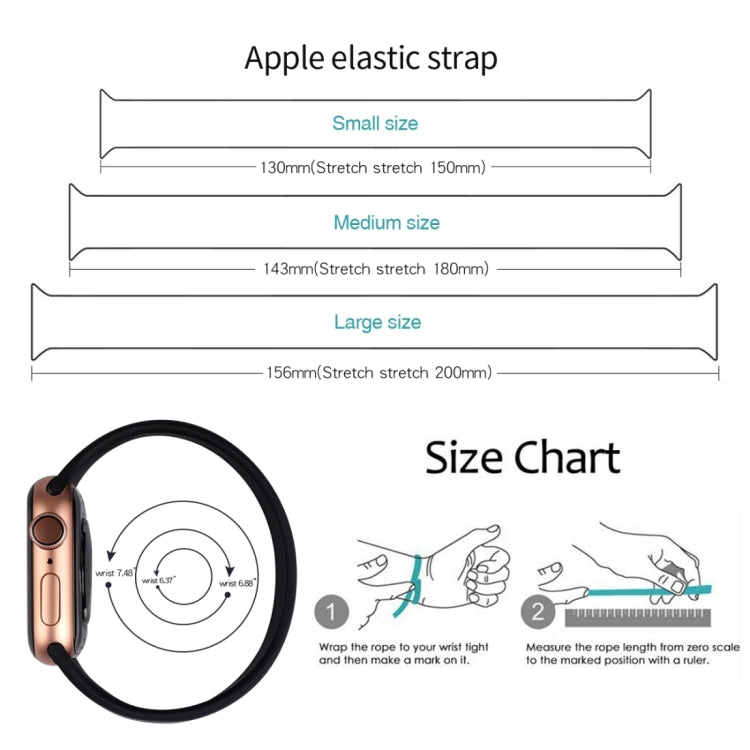 Correia de Relógio em Silicone Elástico de Cor Sólida para Apple Watch Série 8&7 41mm / SE 2&6&SE&5&4 40mm / 3&2&1 38mm, Tamanho:L 156mm, Tamanho:L 156mm