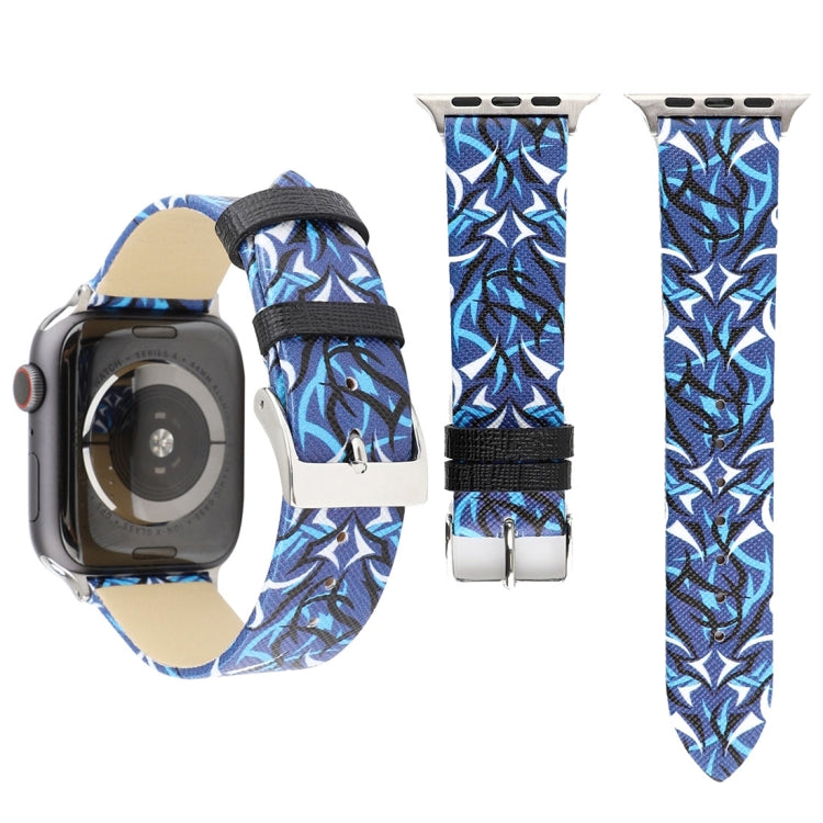 Correia de Relógio em Pele Genuína com Estampa de Espinhos para Apple Watch Série 10 42mm / 9&8&7 41mm / SE 3&SE 2&6&SE&5&4 40mm / 3&2&1 38mm, 40mm