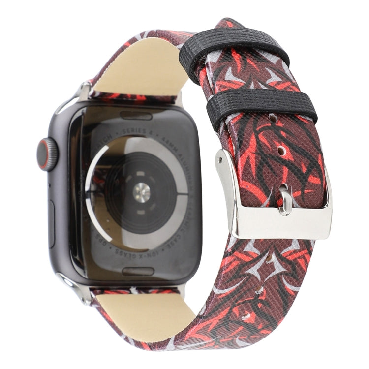 Correia de Relógio em Pele Genuína com Estampa de Espinhos para Apple Watch Série 10 42mm / 9&8&7 41mm / SE 3&SE 2&6&SE&5&4 40mm / 3&2&1 38mm, 40mm