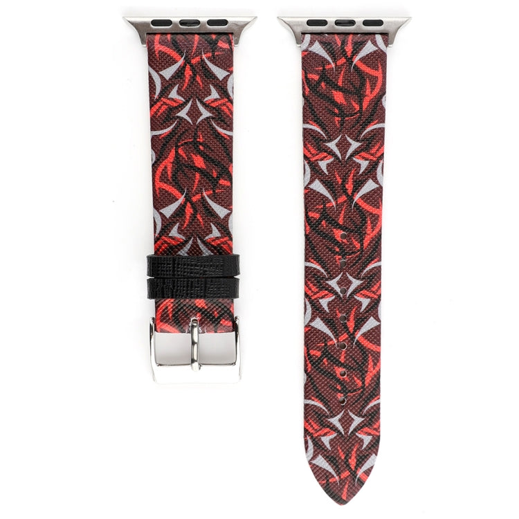 Correia de Relógio em Pele Genuína com Estampa de Espinhos para Apple Watch Série 10 42mm / 9&8&7 41mm / SE 3&SE 2&6&SE&5&4 40mm / 3&2&1 38mm, 40mm