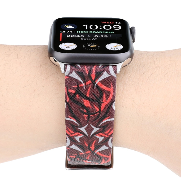 Correia de Relógio em Pele Genuína com Estampa de Espinhos para Apple Watch Série 10 42mm / 9&8&7 41mm / SE 3&SE 2&6&SE&5&4 40mm / 3&2&1 38mm, 40mm