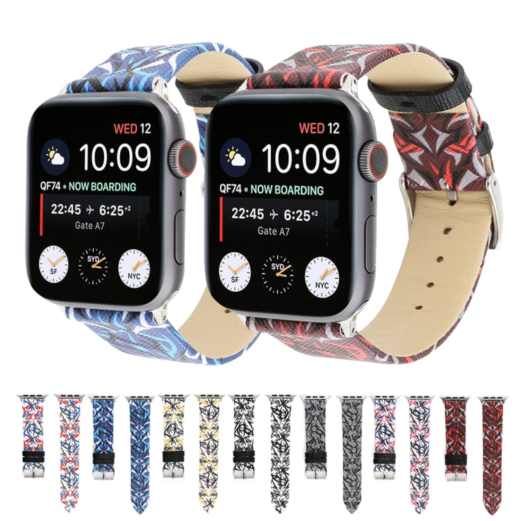 Correia de Relógio em Pele Genuína com Estampa de Espinhos para Apple Watch Série 10 42mm / 9&8&7 41mm / SE 3&SE 2&6&SE&5&4 40mm / 3&2&1 38mm, 40mm