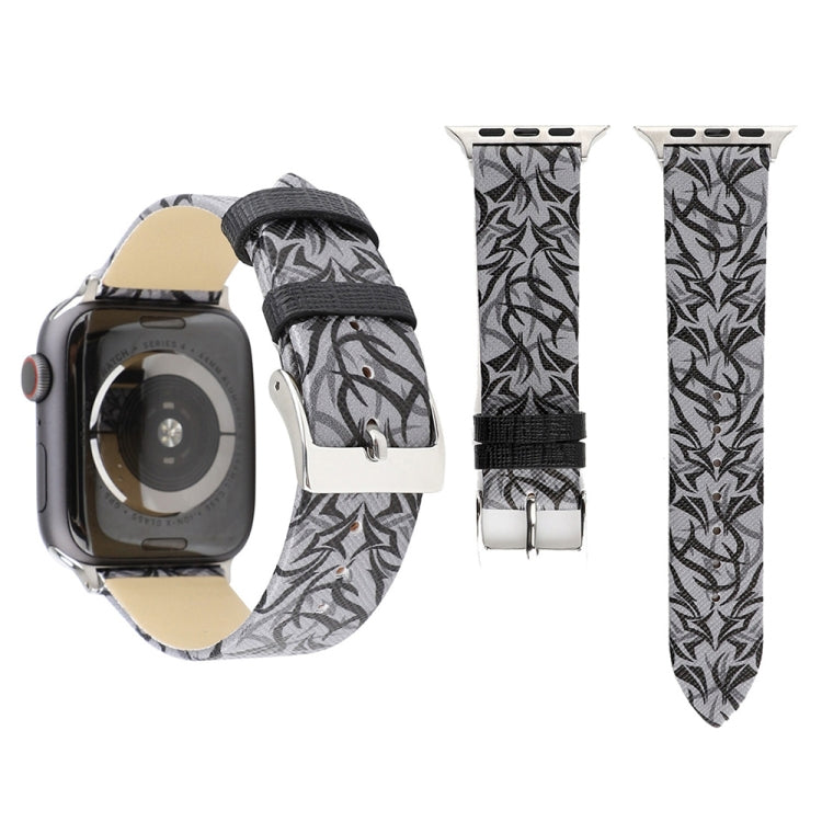 Correia de Relógio em Pele Genuína com Estampa de Espinhos para Apple Watch Ultra 49mm & Watch Ultra 2 49mm / Série 10 46mm / 9&8&7 45mm / SE 3&SE 2&6&SE&5&4 44mm / 3&2&1 42mm, 44mm