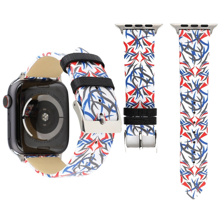 Correia de Relógio em Pele Genuína com Estampa de Espinhos para Apple Watch Ultra 49mm & Watch Ultra 2 49mm / Série 10 46mm / 9&8&7 45mm / SE 3&SE 2&6&SE&5&4 44mm / 3&2&1 42mm, 44mm