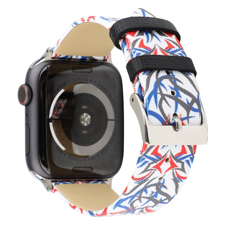 Correia de Relógio em Pele Genuína com Estampa de Espinhos para Apple Watch Ultra 49mm & Watch Ultra 2 49mm / Série 10 46mm / 9&8&7 45mm / SE 3&SE 2&6&SE&5&4 44mm / 3&2&1 42mm, 44mm