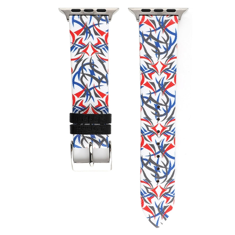 Correia de Relógio em Pele Genuína com Estampa de Espinhos para Apple Watch Ultra 49mm & Watch Ultra 2 49mm / Série 10 46mm / 9&8&7 45mm / SE 3&SE 2&6&SE&5&4 44mm / 3&2&1 42mm, 44mm