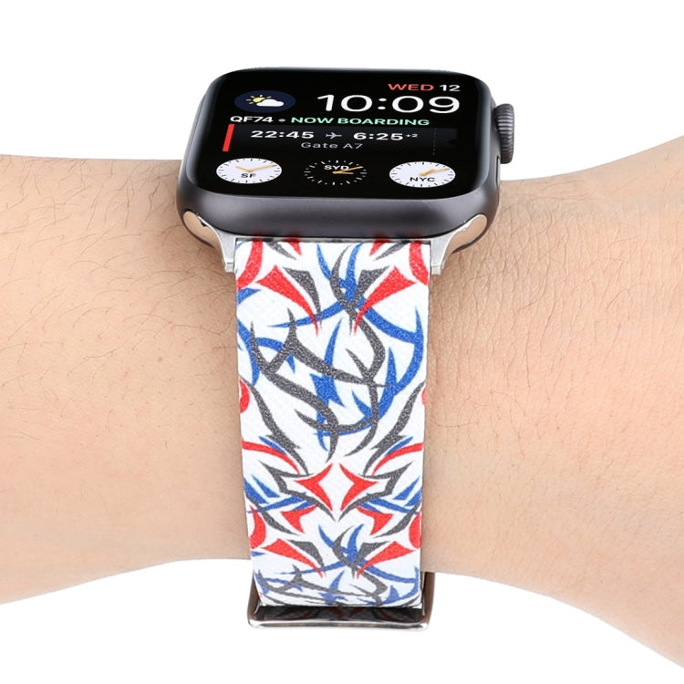 Correia de Relógio em Pele Genuína com Estampa de Espinhos para Apple Watch Ultra 49mm & Watch Ultra 2 49mm / Série 10 46mm / 9&8&7 45mm / SE 3&SE 2&6&SE&5&4 44mm / 3&2&1 42mm, 44mm