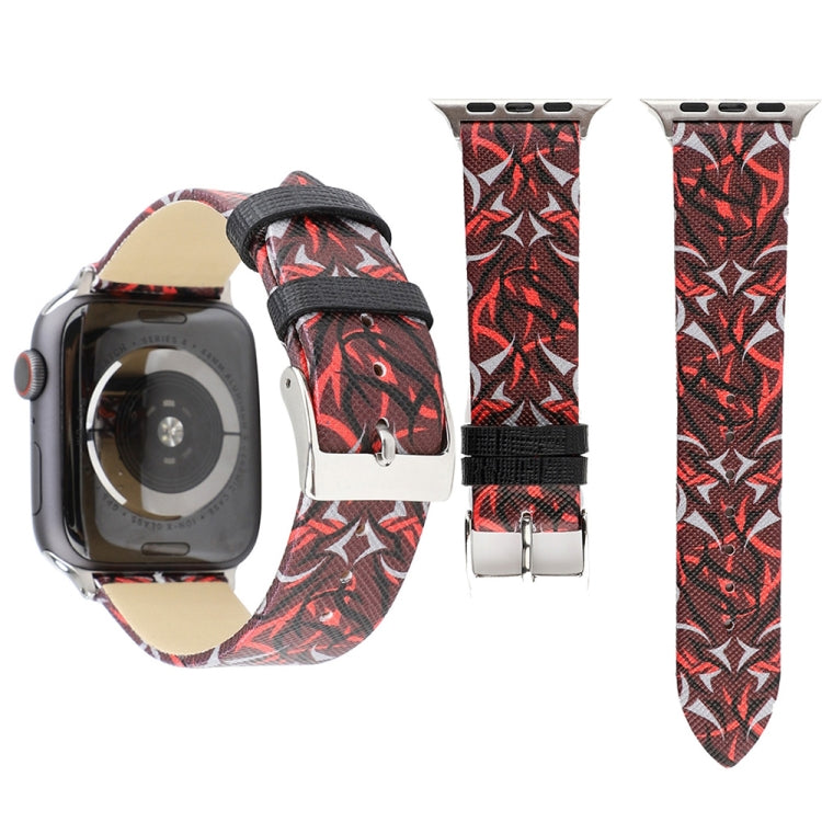 Correia de Relógio em Pele Genuína com Estampa de Espinhos para Apple Watch Ultra 49mm & Watch Ultra 2 49mm / Série 10 46mm / 9&8&7 45mm / SE 3&SE 2&6&SE&5&4 44mm / 3&2&1 42mm, 44mm