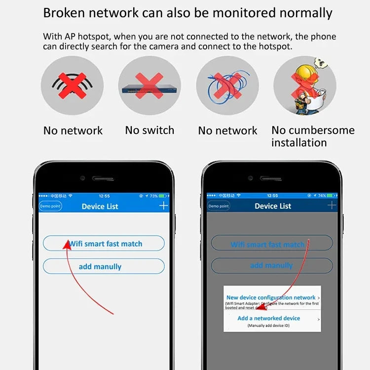 Câmara IP Sem Fios 720P HD 1.0 MP, Suporta Visão Noturna Infravermelha / Deteção de Movimento / Controlo por APP, Ficha UE, 720P
